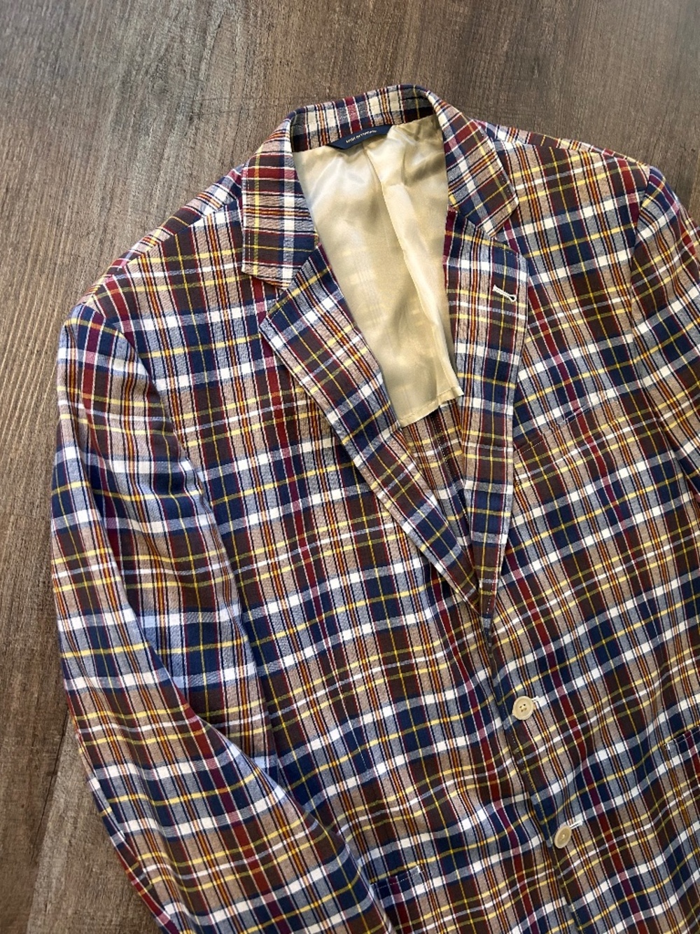 Brooks Brothers 1818 Madison 3 button plaid soft cotton blazer jacket 45L